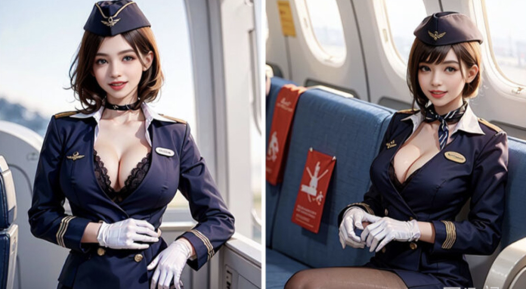 AI美女插画COS魅力空姐引爆Coser圈，展现高度还原和幽默创意！-cos图咖