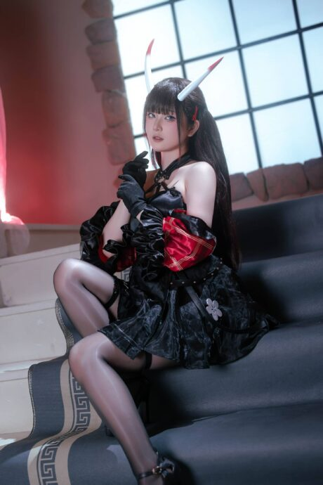 图片[2]-月下鬼姬·风雅战魂：屿鱼Yukako再现《碧蓝航线》能代的倾城之姿-cos图咖