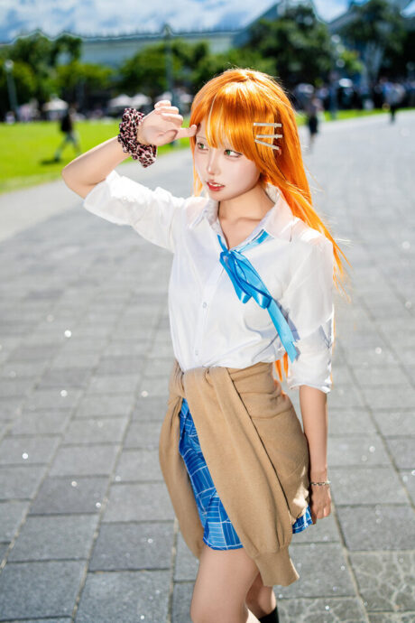 图片[3]-夏日甜心暴击！Reo紫云清夏COS燃爆FF45，橙发绿瞳引爆偶像狂潮-cos图咖
