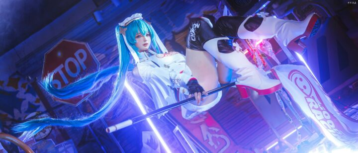 图片[2]-蠢沫沫赛博初音未来COS，电子歌姬惊艳降临！-cos图咖
