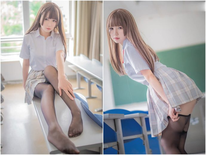 图片[3]-白金Saki：私房吊带袜·学生制服JKの甜美引力【持续更新】-cos图咖