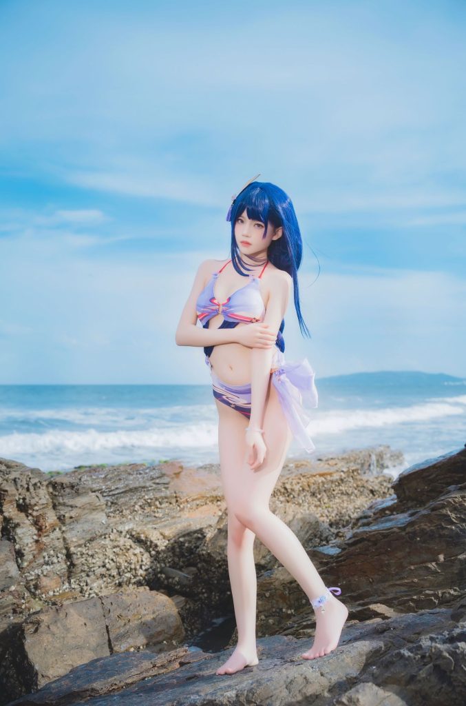 图片[3]-当永恒坠入夏日：桜桃喵泳装雷电将军的海岸诗篇-cos图咖