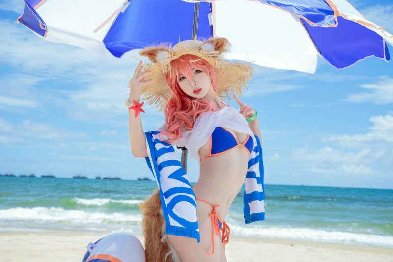 海风与狐：yuuhui玉汇演绎泳装玉藻前的夏日魅惑-cos图咖