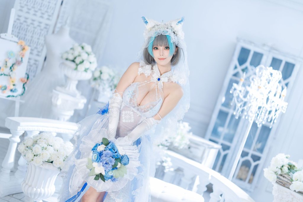 图片[1]-猫系新娘的靠近法则：蜜汁猫裘碧蓝航线柴郡的灵动叙事-cos图咖