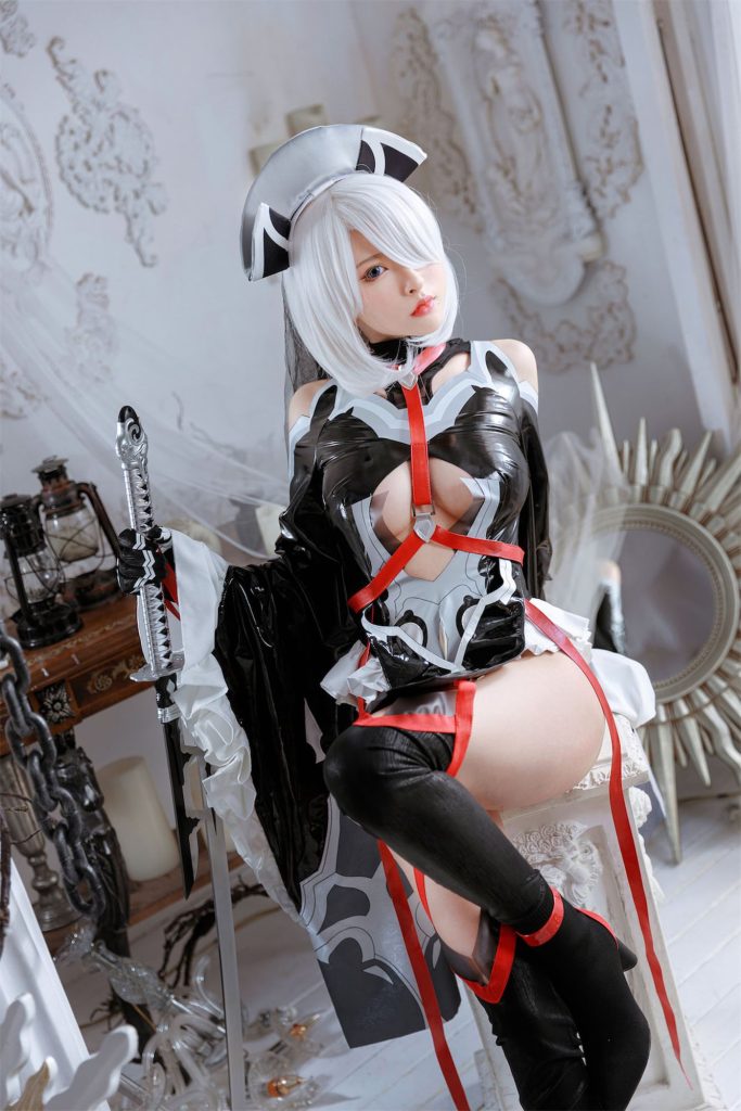 图片[2]-白纱与黑革的浪漫变奏：清水由乃2B花嫁的冷感回响-cos图咖