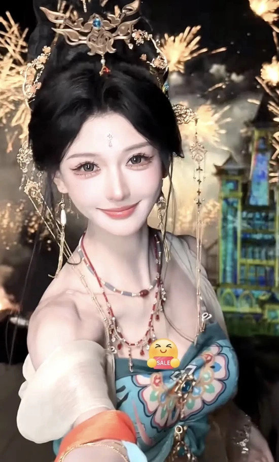 图片[3]-青绿飘带间的飞天叙事：萧悦悦杨贵妃的东方美学变奏-cos图咖