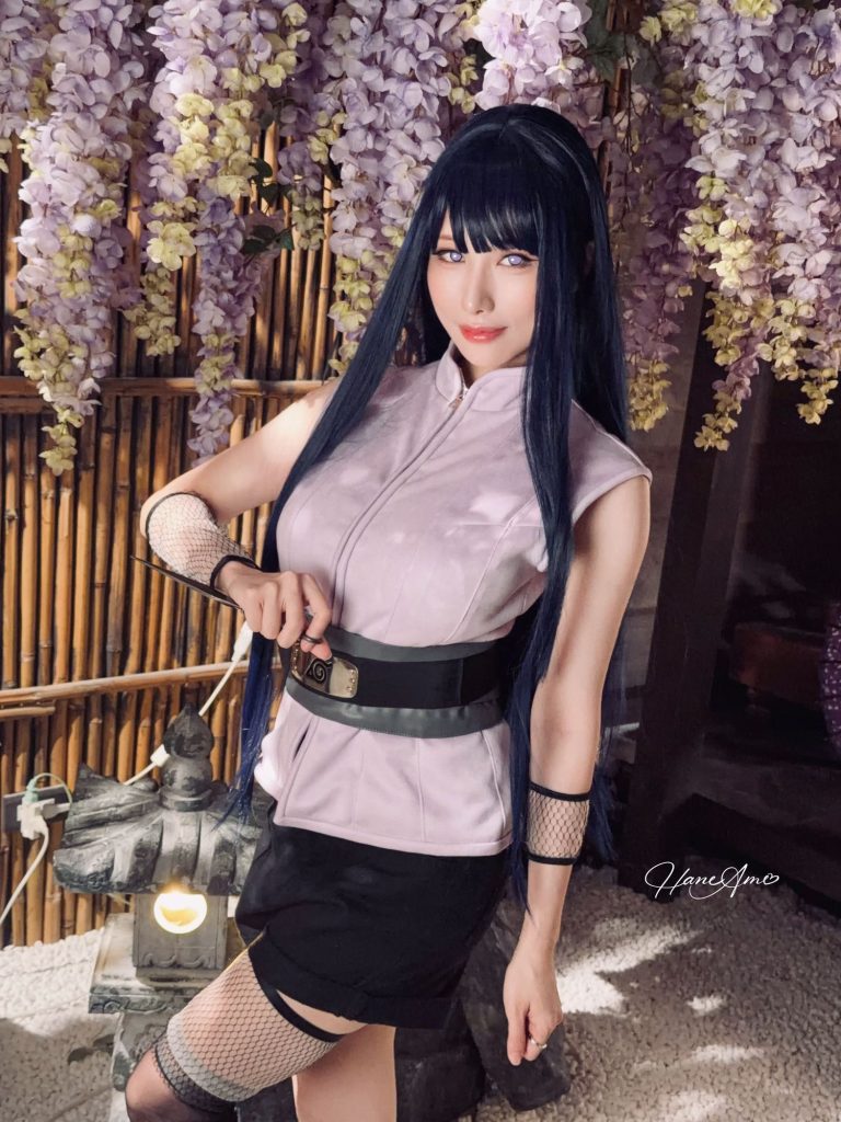 图片[4]-紫色忍者装中的温柔叙事：雨波_HaneAme日向雏田的坚定变奏-cos图咖