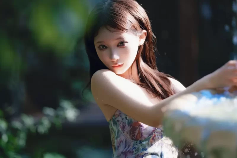喷泉水光中的碎花变奏：蠢沫沫清泉女孩的盛夏叙事-cos图咖